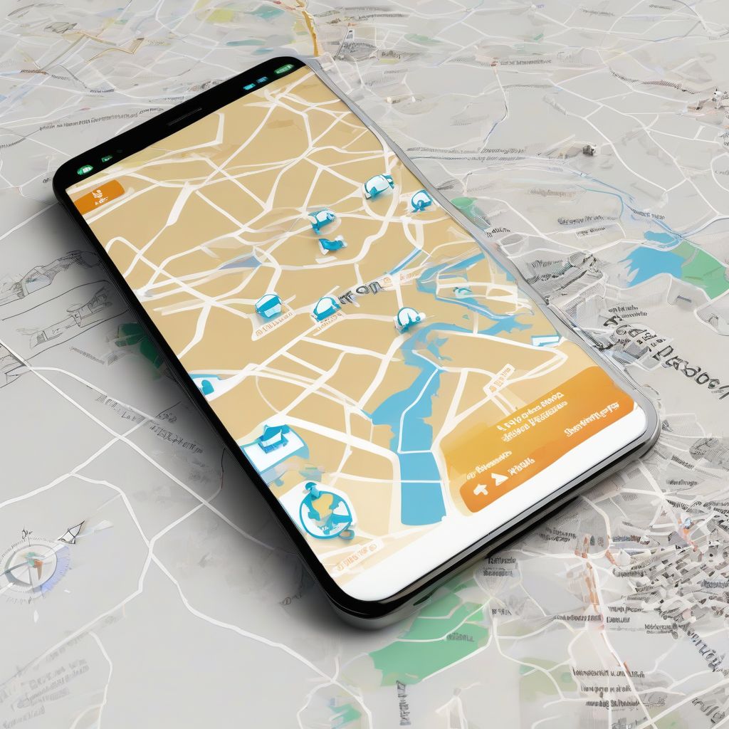 Smartphone with map in the background